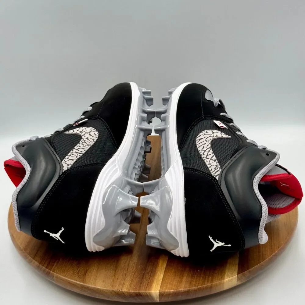 NIKE Air Jordan Stadium 90 Low TD Men Size 9.5 Black Cement Football Cleats